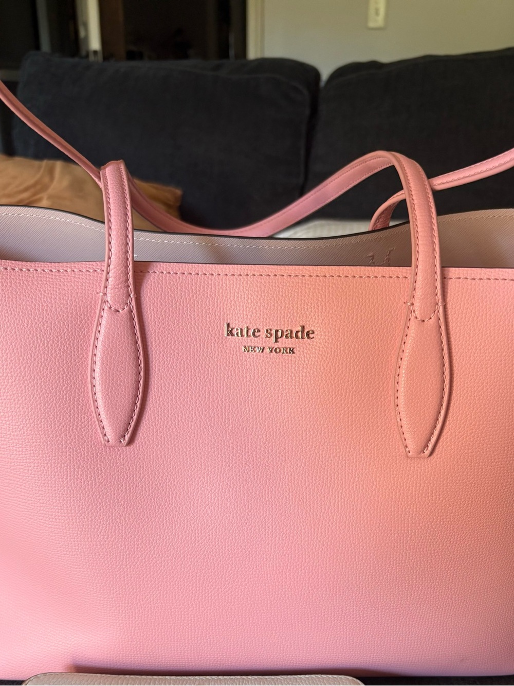 kate spade Pink Leather Tote with Gold Logo